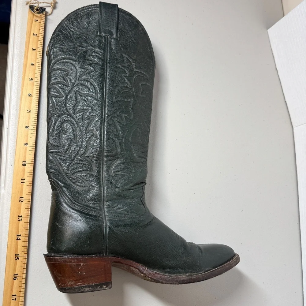 Vintage Biltrite Dark Green Leather  Western Riding Cowboy Boots Size 10AA - Picture 11 of 16
